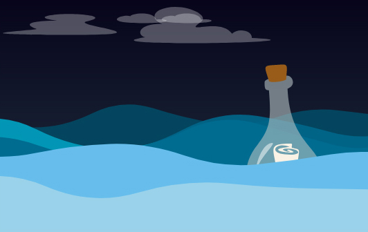 Cardano Message in a Bottle NFT - Nighttime